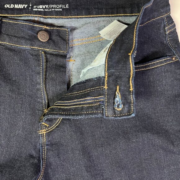 Old Navy Size 12 Long Curvy Mid-Rise Blue Jeans Dark Wash Bootcut - Picture 8 of 9